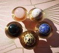 Small Atomic style drawer pull/semi precious stone ball on round gold brass cabinet handle/Retro door knob/mid century modern drawer knob