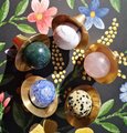 Small Atomic style drawer pull/semi precious stone ball on round gold brass cabinet handle/Retro door knob/mid century modern drawer knob