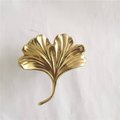 Large Golden Gingko Leaf shaped left or right facing Cabinet Pull/Solid brass Gingko leaf drawer knob/Leaf shaped door handle/brass hardware