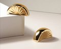 Gold slice of lemon drawer knob/drinks cabinet door handle/gold furniture hardware/citrus segment drawer pull/semi circle cabinet pull