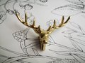Golden or Bronze Stag with 8 point antlers drawer handle/Deer Head Cabinet Pull/Gold or Bronze Stag head Door Handle/woodland decor/hardware
