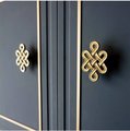 A Pair of gold brass celtic knot style solid brass handles/Brass infinity sign cabinet pulls/Intricate knot design door knob/brass hardware