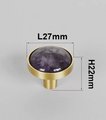 Polished purple amethyst and gold brass drawer pull/purple gemstone cabinet handle/amethyst crystal door knob/crystal furniture hardware
