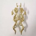 A pair of gold flower blossom drawer handles/2 gold brass branch and flower design cabinet pulls/Flower shaped wardrobe door handles