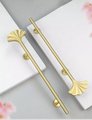 Gold cabinet bar handle with art nouveau style radiating fan pattern/long drawer pull/wardrobe door handle/home improvement/door handle