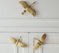 Brass Flying Egret Cabinet Pull/Gold Crane Door Handle/Stork shaped drawer handle/gold furniture hardware/Oriental Bird Cabinet Handle