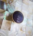 Polished purple amethyst and gold brass drawer pull/purple gemstone cabinet handle/amethyst crystal door knob/crystal furniture hardware