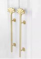 Gold cabinet bar handle with art nouveau style radiating fan pattern/long drawer pull/wardrobe door handle/home improvement/door handle