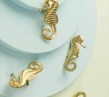 Shiny gold sea horse cabinet pull/Brass seahorse door handle/seaside drawer pull/gold furniture hardware/upcycling door knob/beach decor