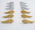 Small shiny gold or silver angel wing cabinet pull/Feathered wing drawer handle/Shiny furniture hardware/small bird wing shaped door knob