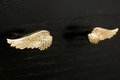 Small shiny gold or silver angel wing cabinet pull/Feathered wing drawer handle/Shiny furniture hardware/small bird wing shaped door knob