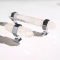 Luxury hexagonal white quartz crystal cabinet bar handle with gold or silver fixings/gemstone drawer pull/semi precious stone door handle