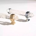 Luxury hexagonal white quartz crystal cabinet bar handle with gold or silver fixings/gemstone drawer pull/semi precious stone door handle