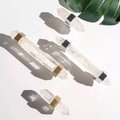Luxury hexagonal white quartz crystal cabinet bar handle with gold or silver fixings/gemstone drawer pull/semi precious stone door handle