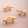 Brass and crystal semi circle shaped handle/pink or white stone ball drawer pull/retro drawer handle/wardrobe door handle/gold cabinet knob