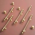 Scroll shaped cabinet bar handle with ball end design / brass cabinet draw pull/furniture hardware/ kitchen renovation/wardrobe handle/retro