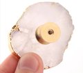 White quartz crystal slice drawer pull/Raw crystal cabinet handle/Crystal furniture hardware/Crystal and brass cabinet pull/Geode door knob