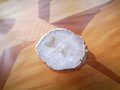 White quartz crystal slice drawer pull/Raw crystal cabinet handle/Crystal furniture hardware/Crystal and brass cabinet pull/Geode door knob