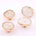 White quartz crystal slice drawer pull/Raw crystal cabinet handle/Crystal furniture hardware/Crystal and brass cabinet pull/Geode door knob