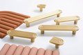 Gold brass retro pattern bar handle/gold brass bar handle/gold echo pattern drawer pull/kitchen furniture hardware/mid century modern style