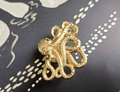 Gold octopus cabinet pull/Shiny gold Kracken drawer knob/Octopus drawer handle/quirky furniture hardware/deep sea door knob/Fun gold handle