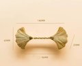 Gold Ginkgo leaf and rope design bar handle/Brass maidenhair tree leaf shaped cabinet pull/Brass leaf shaped door handle/Gingko drawer knob