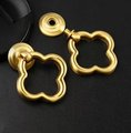 Gold brass clover shaped drop drawer pull/Gold brass gothic style cabinet handle/Four leaf clover shape door handle/Gold brass hardware