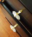 Luxury hexagonal white quartz crystal cabinet bar handle with gold or silver fixings/gemstone drawer pull/semi precious stone door handle