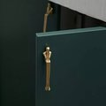 Gold brass thinking man cabinet handle/man shaped figure door handle/abstract man figurine drawer handle/unusual brass furniture hardware