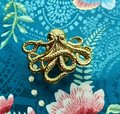 Gold octopus cabinet pull/Shiny gold Kracken drawer knob/Octopus drawer handle/quirky furniture hardware/deep sea door knob/Fun gold handle