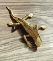 Gold lizard drawer handle/Brass bearded dragon door handle/unique drawer pull/Lizard cabinet handle/Gold reptile drawer knob/Geko door pull