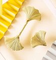 Gold Ginkgo leaf and rope design bar handle/Brass maidenhair tree leaf shaped cabinet pull/Brass leaf shaped door handle/Gingko drawer knob