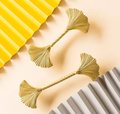 Gold Ginkgo leaf and rope design bar handle/Brass maidenhair tree leaf shaped cabinet pull/Brass leaf shaped door handle/Gingko drawer knob