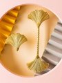 Gold Ginkgo leaf and rope design bar handle/Brass maidenhair tree leaf shaped cabinet pull/Brass leaf shaped door handle/Gingko drawer knob