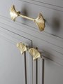 Gold Ginkgo leaf and rope design bar handle/Brass maidenhair tree leaf shaped cabinet pull/Brass leaf shaped door handle/Gingko drawer knob