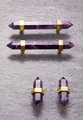 Luxury hexagonal purple amethyst crystal bar handle with gold brass fixings/Purple gemstone drawer pull/stone hardware/Amethyst door handle