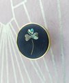 Round gold brass walnut wood and shell inlay drawer pull/Intricate pearl inlay cabinet pull/waterlily door handle/clover leaf design handle