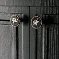 Round gold brass walnut wood and shell inlay drawer pull/Intricate pearl inlay cabinet pull/waterlily door handle/clover leaf design handle