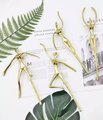 Gold brass dancing lady cabinet handle/woman shaped figure door handle/abstract female figurine drawer handle/unusual furniture hardware