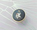 Round gold brass walnut wood and shell inlay drawer pull/Intricate pearl inlay cabinet pull/waterlily door handle/clover leaf design handle