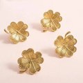 Lucky gold four leaf clover shaped cabinet pull/Shamrock shaped drawer knob/Clover leaf design door handle/Solid brass furniture hardware