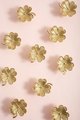 Lucky gold four leaf clover shaped cabinet pull/Shamrock shaped drawer knob/Clover leaf design door handle/Solid brass furniture hardware