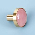 Pink Rose quartz and brass drawer knob/pink quartz crystal cabinet handles/mineral drawer pull/pink gemstone door handle/pink nursery decor