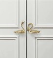 Gold brass swimming swans cabinet handle/Brass Swan drawer pull/Gold bird shaped door knob/Gold swan brass door handle/Signet drawer handle