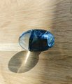 Grey oval crystal and brass cabinet pull/Retro cool grey egg shape crystal drawer knob/mid century style smooth polished crystal door handle