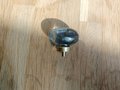 Grey oval crystal and brass cabinet pull/Retro cool grey egg shape crystal drawer knob/mid century style smooth polished crystal door handle