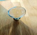 Grey oval crystal and brass cabinet pull/Retro cool grey egg shape crystal drawer knob/mid century style smooth polished crystal door handle