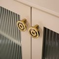 Shiny gold outline pattern handle/large cabinet pull/big door handle/Wide gold drawer pull/kitchen furniture hardware/mid century modern