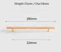 Smooth light wood and brass cabinet bar handle/Ash, Beech or Oak drawer pull/Wooden furniture hardware/Light wood and gold brass door handle