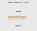 Smooth light wood and brass cabinet bar handle/Ash, Beech or Oak drawer pull/Wooden furniture hardware/Light wood and gold brass door handle